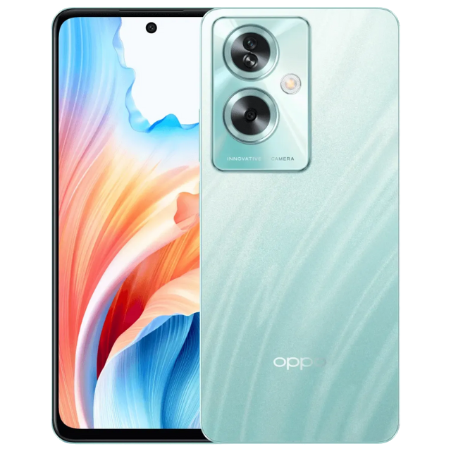 Oppo A79 5G Glowing Green Front and Back