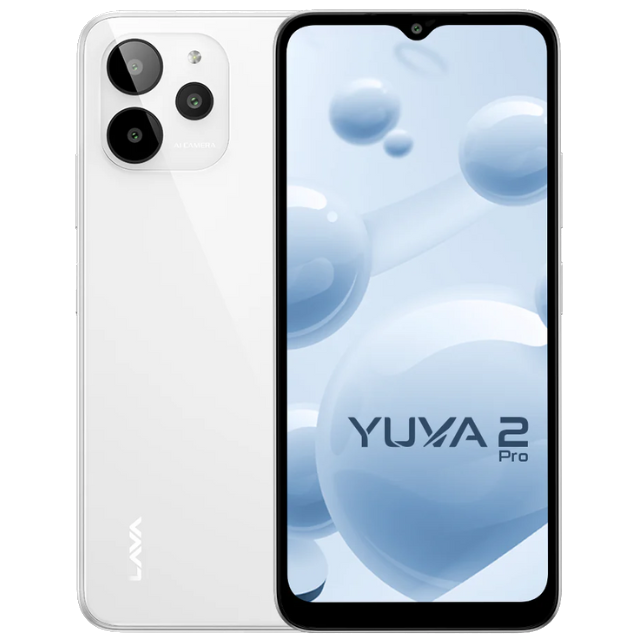 Lava Yuva 2 Pro Glass White Front and Back