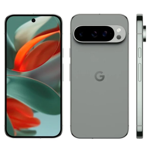 Google Pixel 9 Pro front and back in Hazel