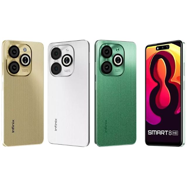 Infinix Smart 8 HD front and back and side all colors