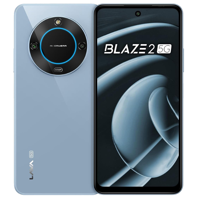 Lava Blaze 2 5G Glass Blue Front and Back