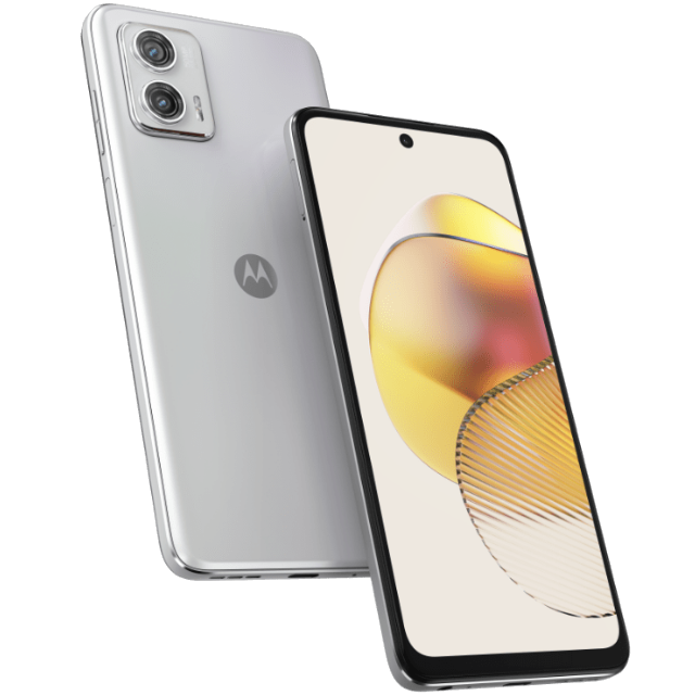 Moto G73 5G Front and Back Lucent White 