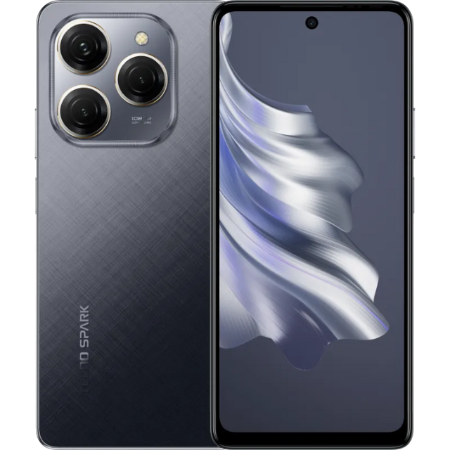 Tecno Spark 20 Pro front and back Startrail Black