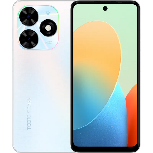 Tecno Spark Go 2024 front and back in Mystery White