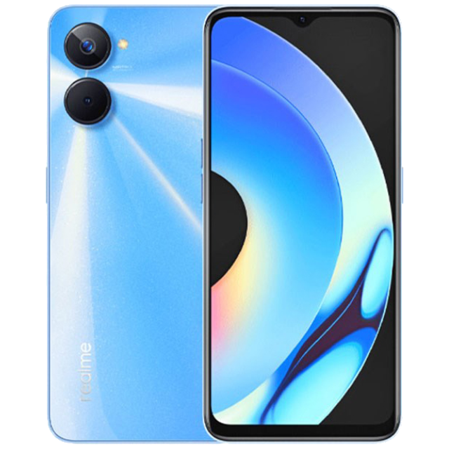 Realme 10T Dash Blue Front and Back