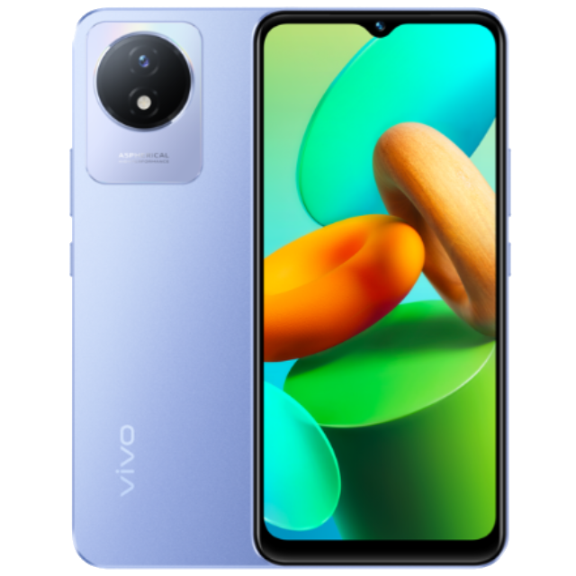 Vivo Y02A Front and Back Orchid Blue