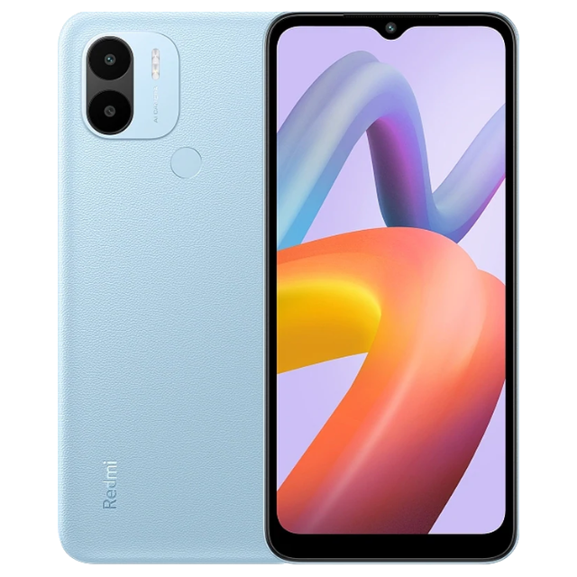 Redmi A2 Plus front and back in Aqua Blue