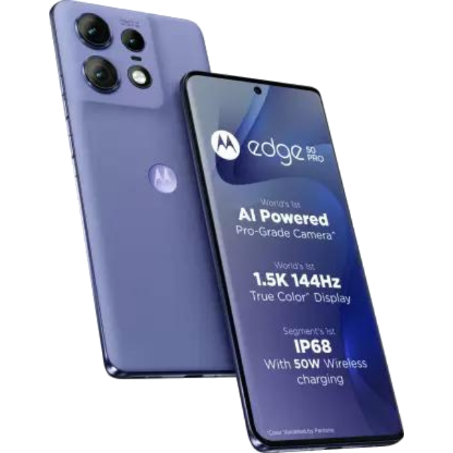 Motorola Edge 50 Pro Front and Back Luxe Lavender