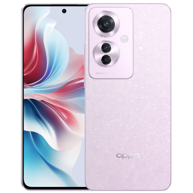 Oppo F25 Pro 5G Coral Purple Front and Back