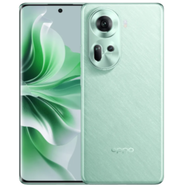 OPPO Reno11 5G Wave Green Front and Back