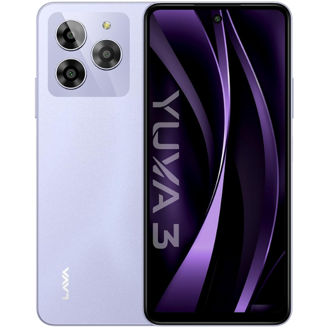 LAVA Yuva 3 Cosmic Lavender Front and Back