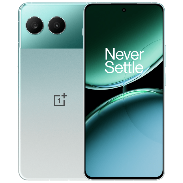 OnePlus Nord 4 front and back in Oasis Green