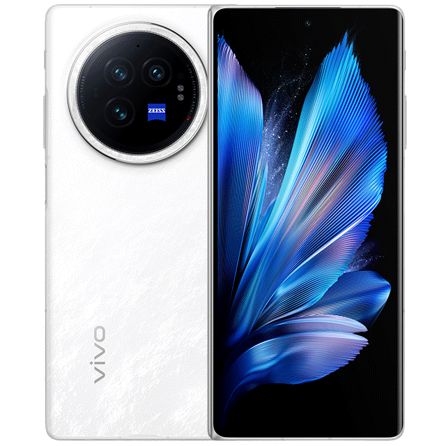 Vivo X Fold 3 outer screen and back in Thin Light Feather White