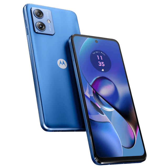 Moto G64 5G Front and Back Pearl Blue