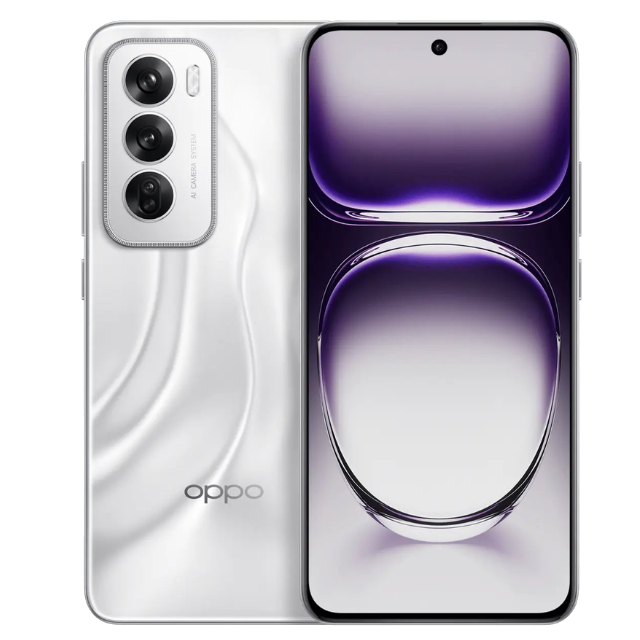 Oppo Reno 12 Astro Silver Front and Back