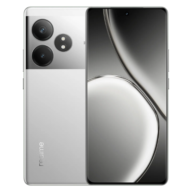 Realme GT 6T front and back in Fluid Silver