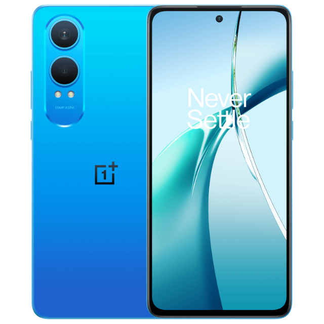 OnePlus Nord CE4 Lite front and back in Mega Blue