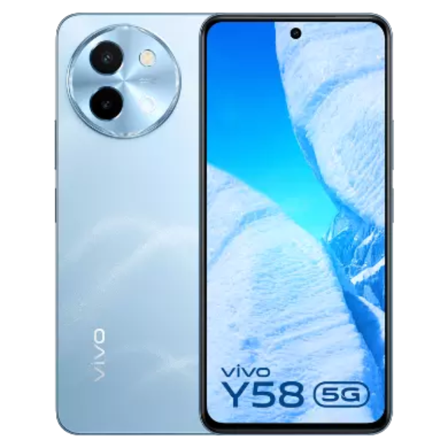 Vivo Y58 5G Front and Back Himalayan Blue