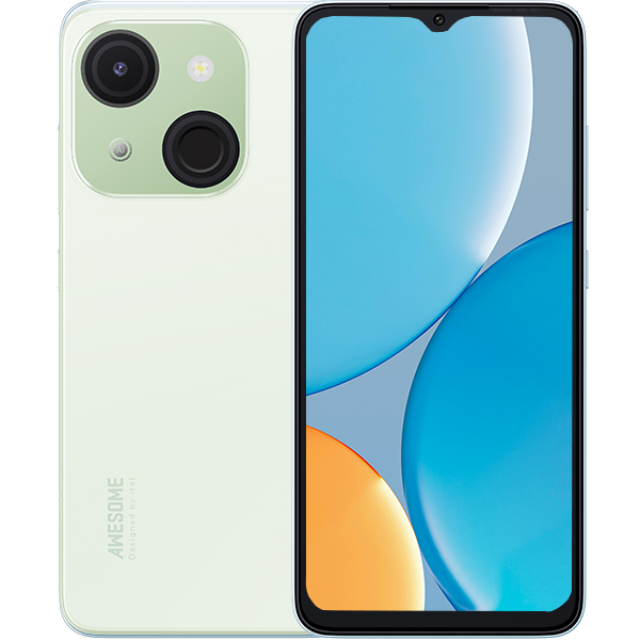 itel A50C front and back in Misty Aqua