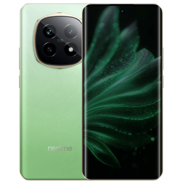 Realme P2 Pro 5G front and back in Parrot Green