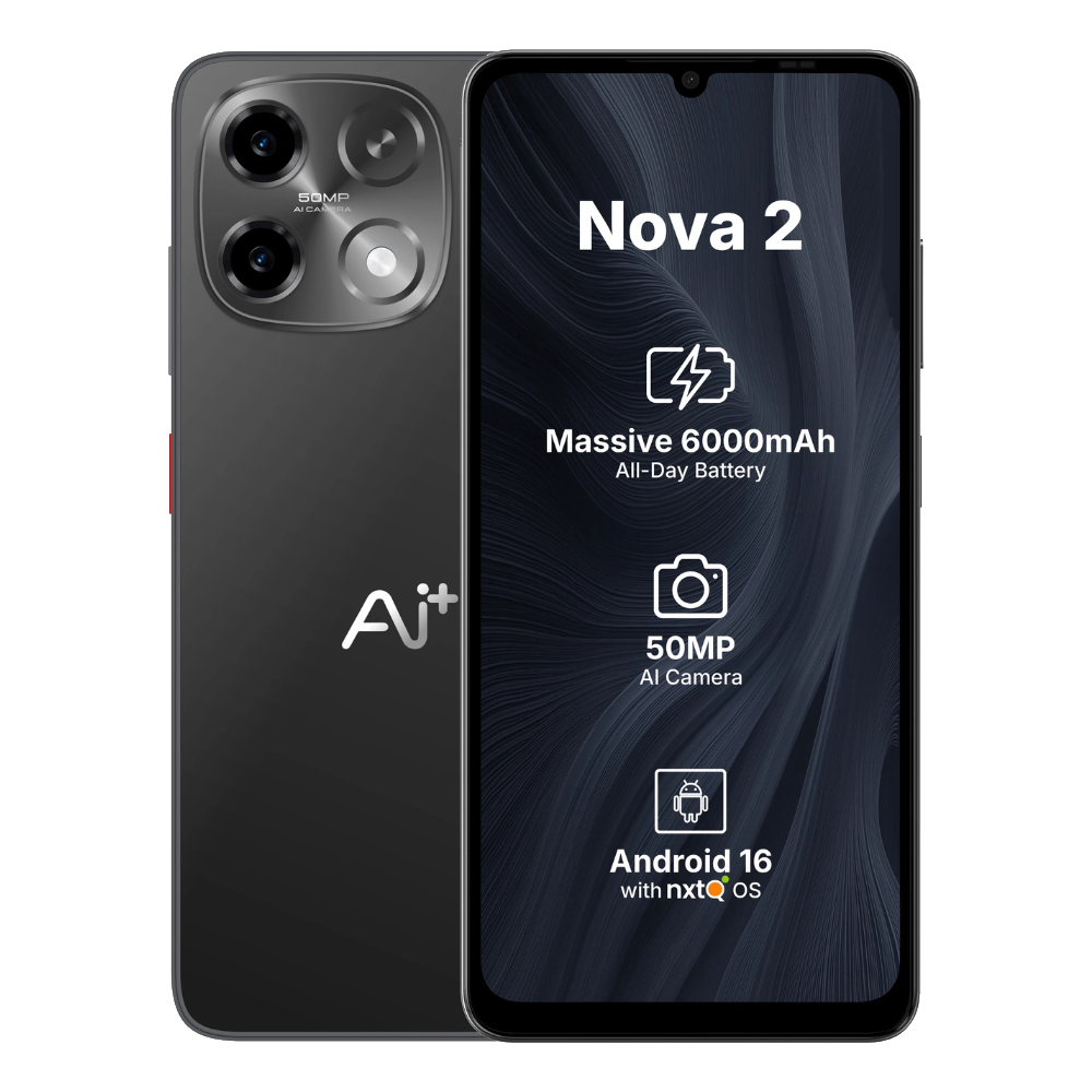 Ai+ Nova 2 5G front and back Black