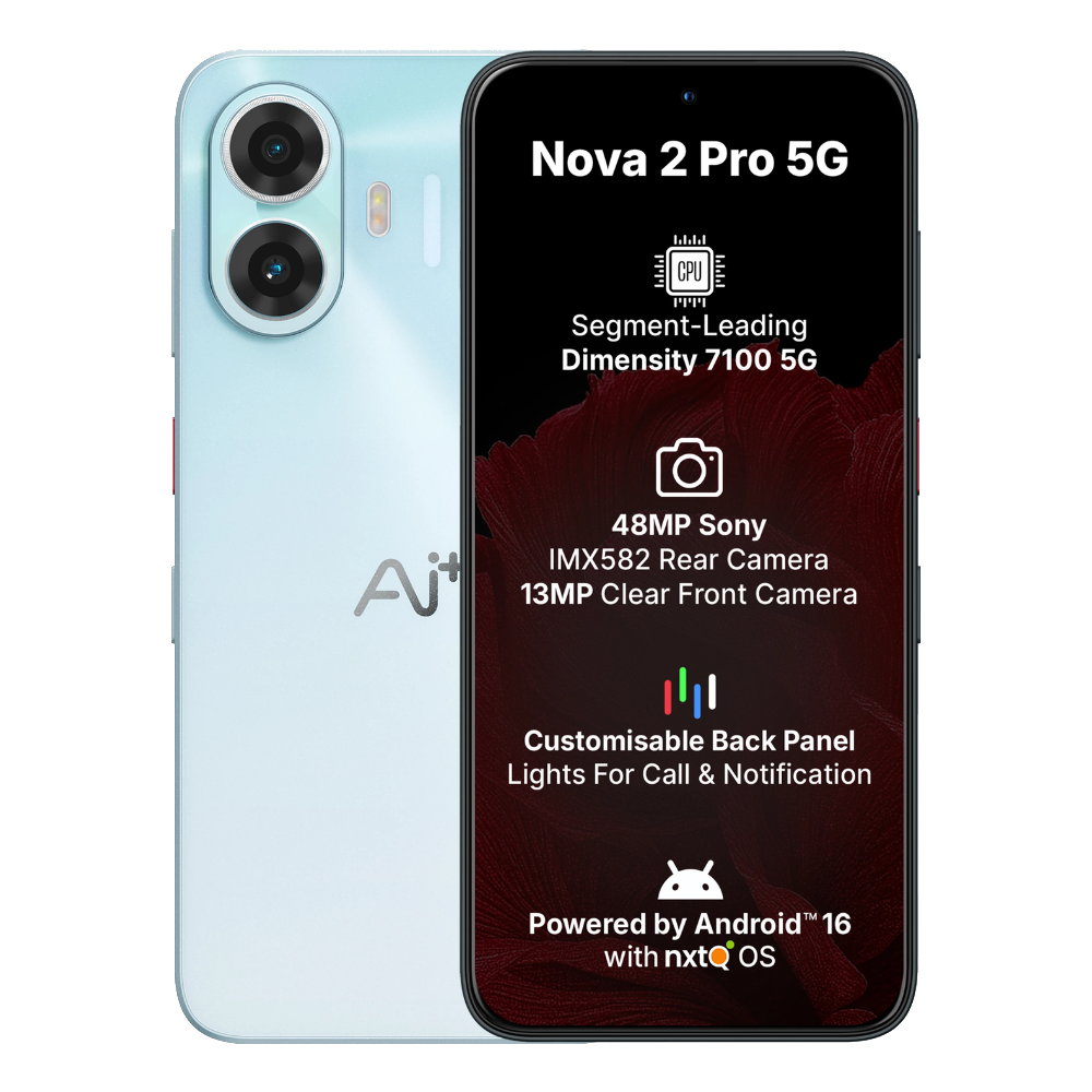 Ai+ Nova 2 Pro 5G Front and Back in Blue