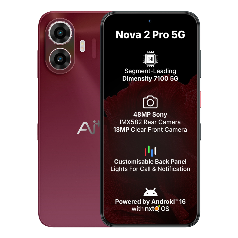 Ai+ Nova 2 Pro 5G Front and Back in Red