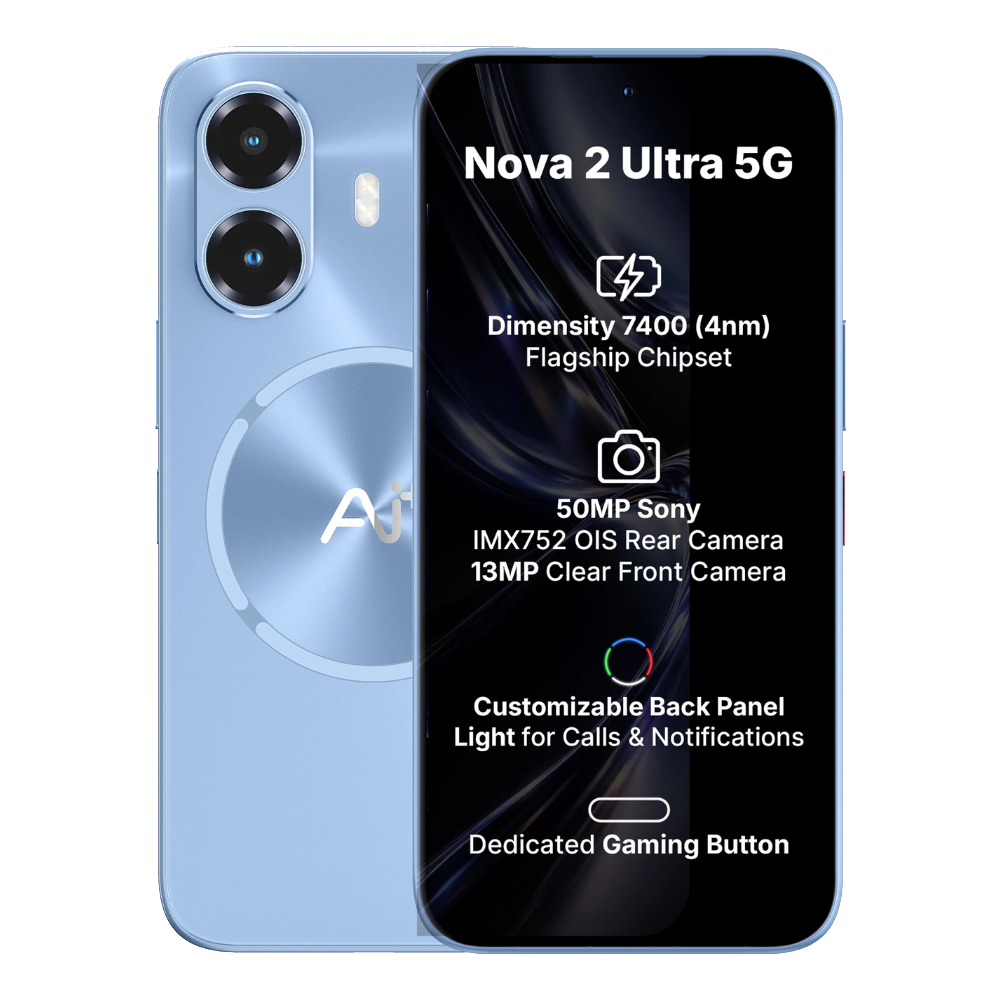 Ai+ Nova 2 Ultra 5G front and back in Blue
