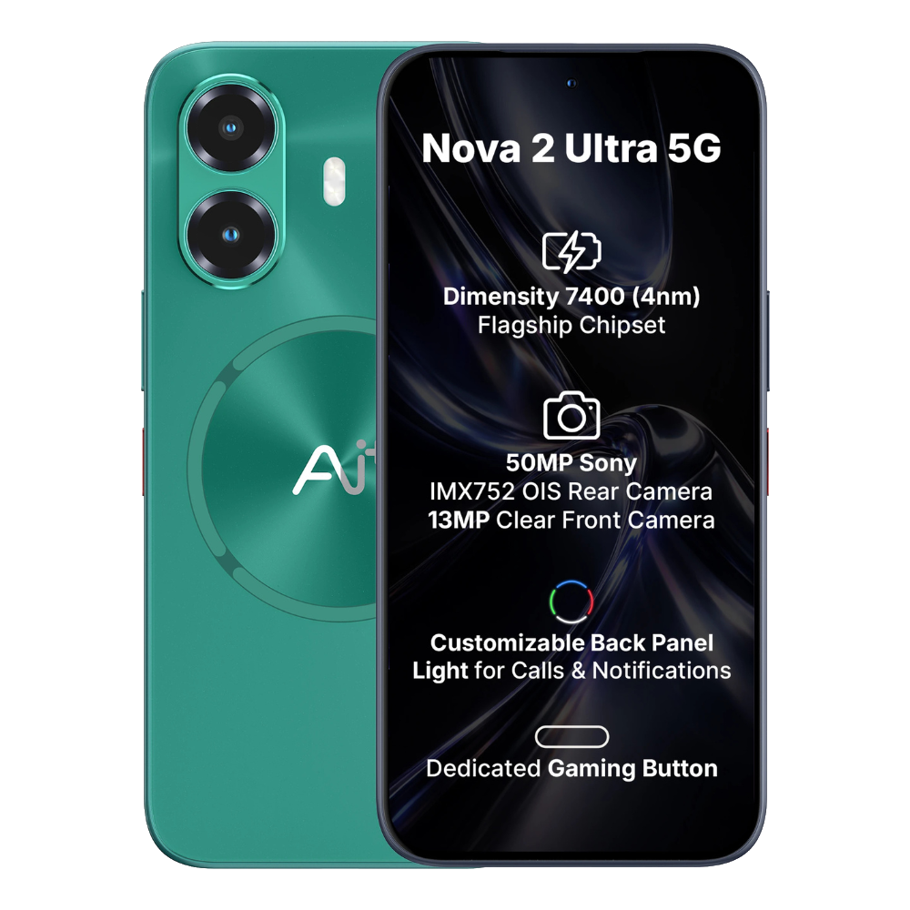Ai+ Nova 2 Ultra 5G front and back in Green