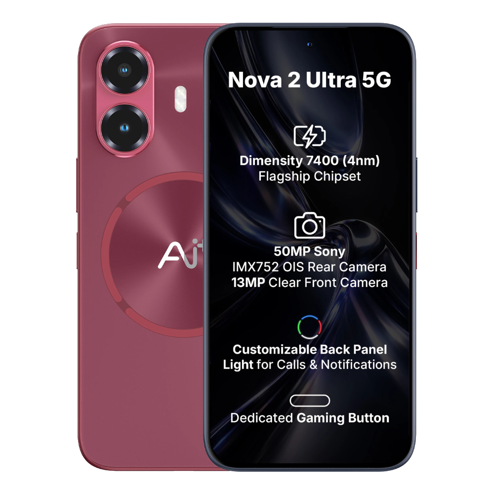 Ai+ Nova 2 Ultra 5G front and back in Red