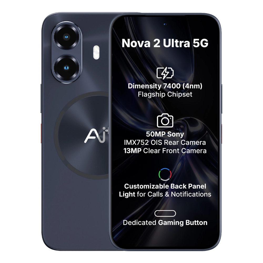 Ai+ Nova 2 Ultra 5G front and back in Black