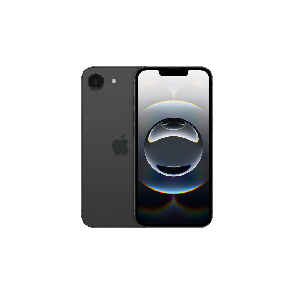 Apple iPhone 16e front and back in black