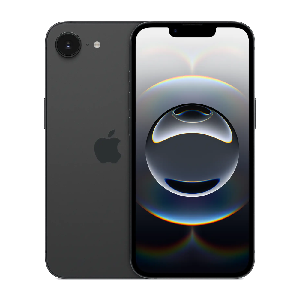 Apple iPhone 16e front and back in black