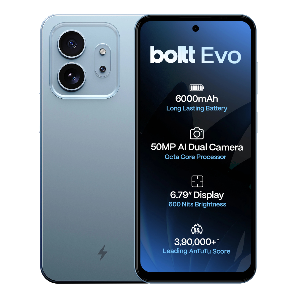 Boltt Evo Sky Blue Front and Back View 