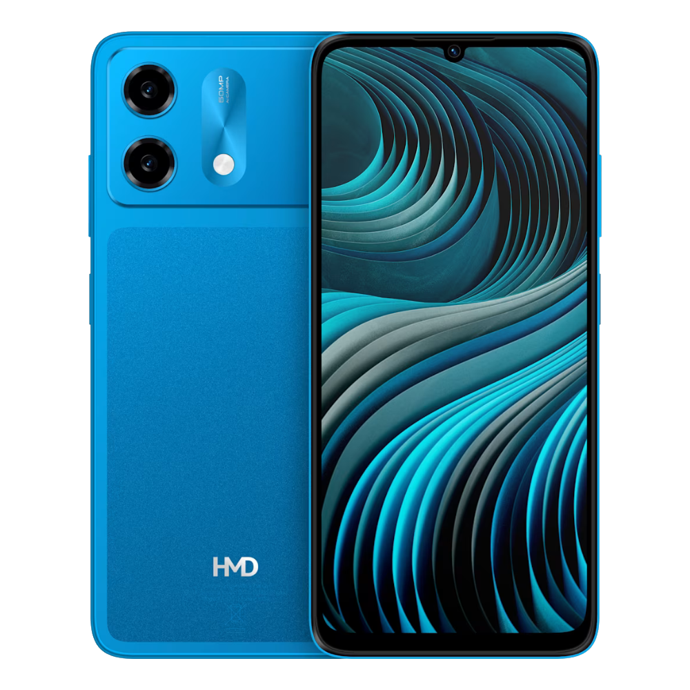 HMD Vibe 2 Nordic Blue Front and Back View