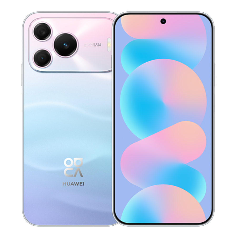 Huawei nova 16 SE Front and Back in Cherry Blossoms in the Clear Sky