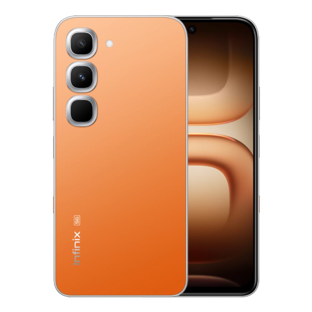 Infinix Hot 70 Pro 5G Front and Back in Thermo Orange