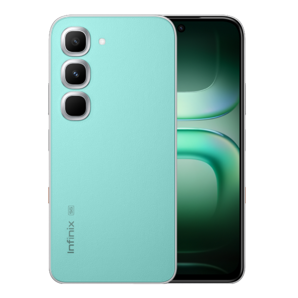 Infinix Hot 70 Pro 5G Front and Back in Mirage Green