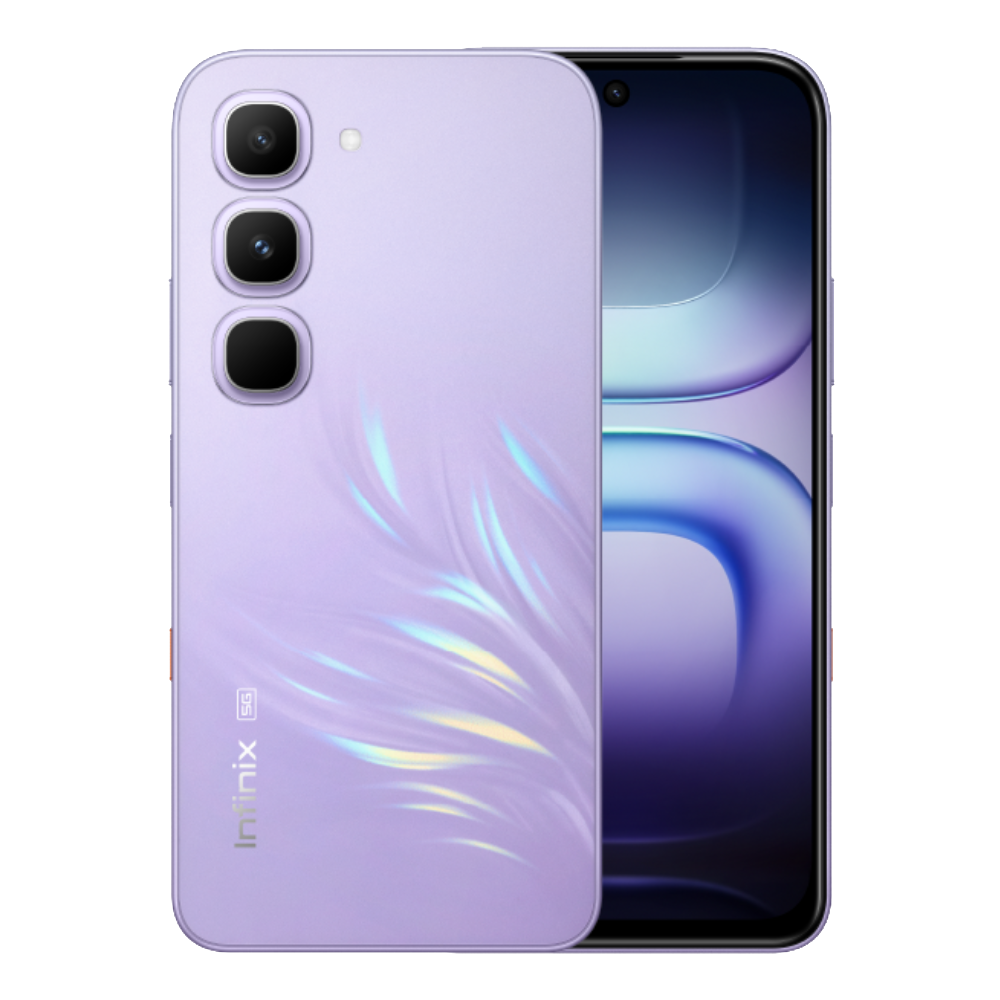 Infinix Hot 70 Pro 5G Front and Back in Silk Glow Purple