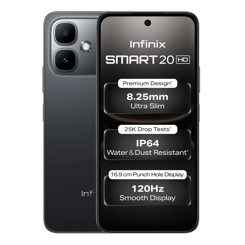 Infinix Smart 20 HD Night Pulse Front and Back View