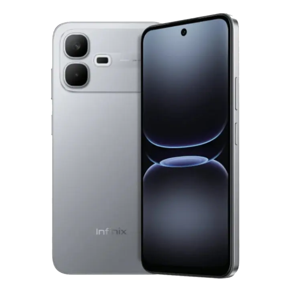 Infinix Smart 20e Silver Dance Front and back View