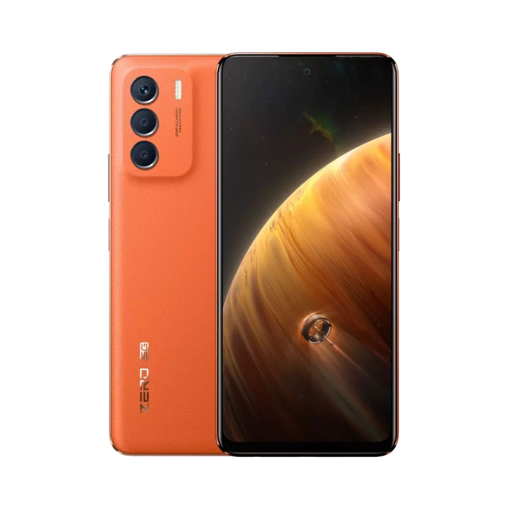 Infinix Zero 5G 2023 Coral Orange Front and Back