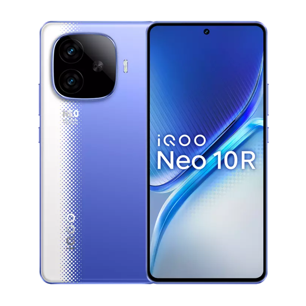 iQOO Neo 10R Raging Blue Front and Back