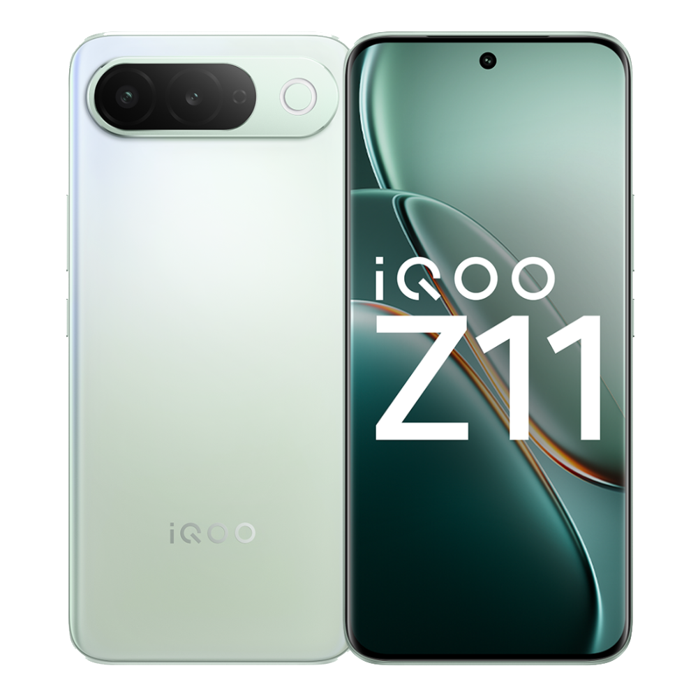 iQOO Z11 Front and Back in Aurora Green