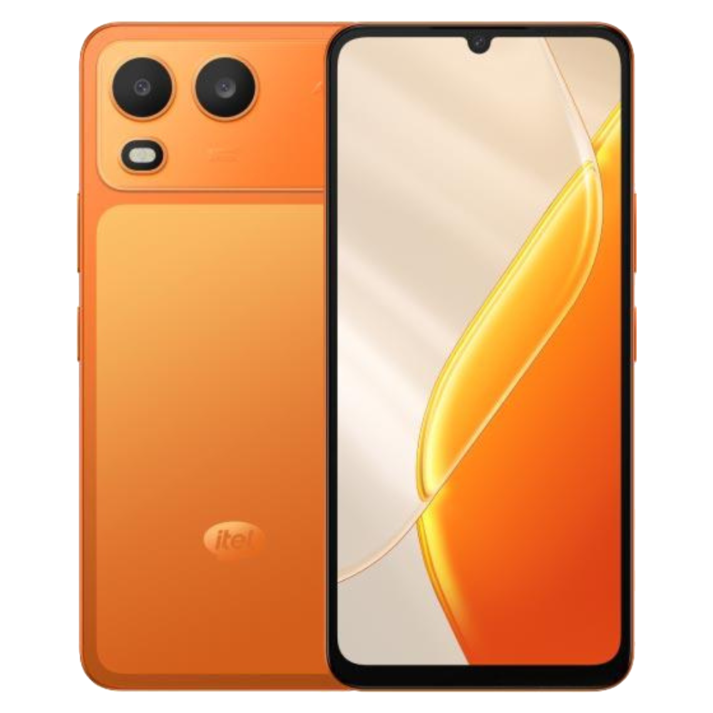 Itel A200 Comet Orange Front and Back