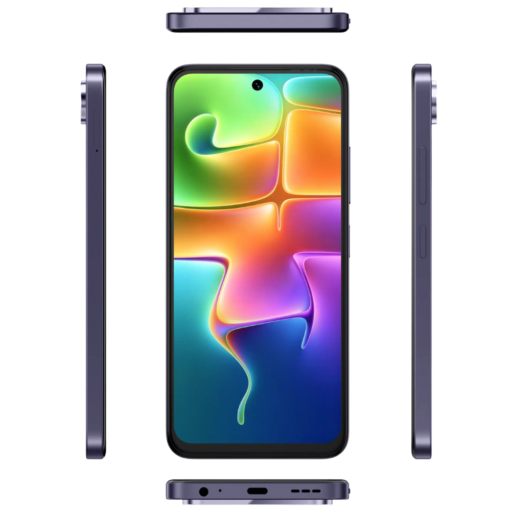 Itel City 300 5G Front Side Top and Bottom View