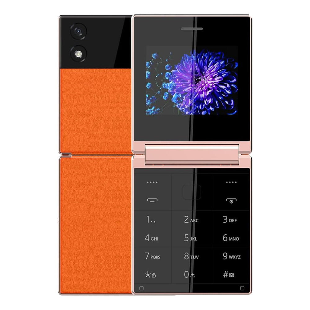 Itel Flip One Orange Front and Back