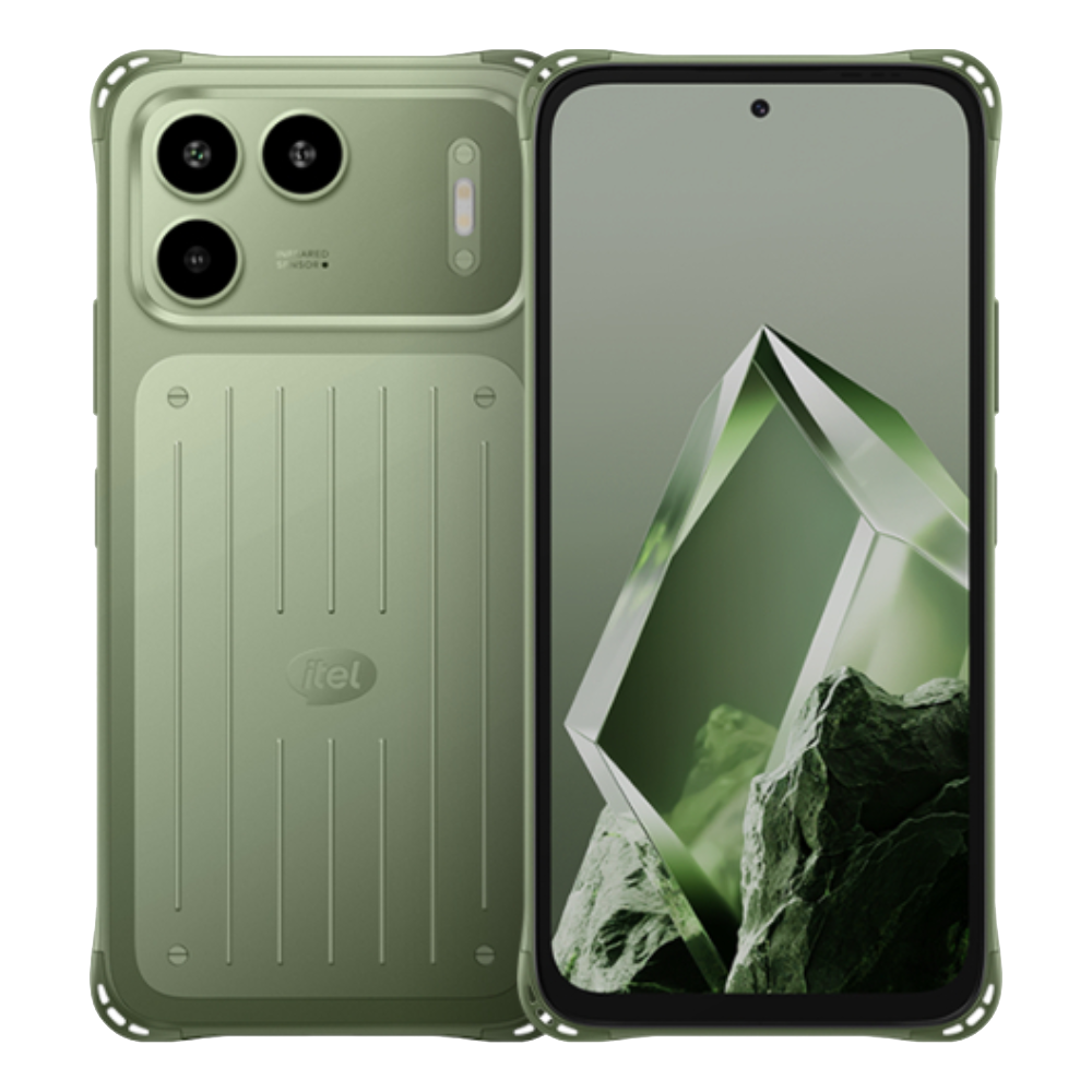 Itel Power 80 Front and Back in Tundra Green