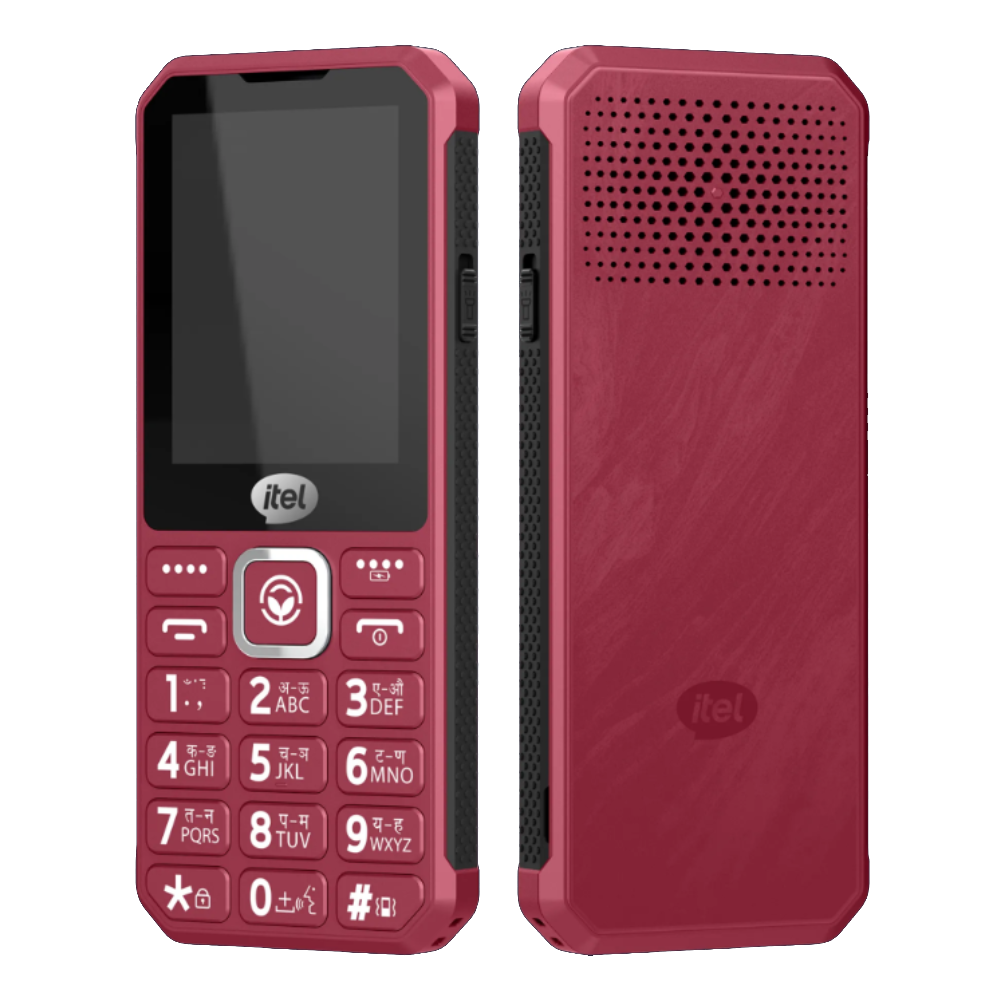 Itel Tough Red Front and Back View