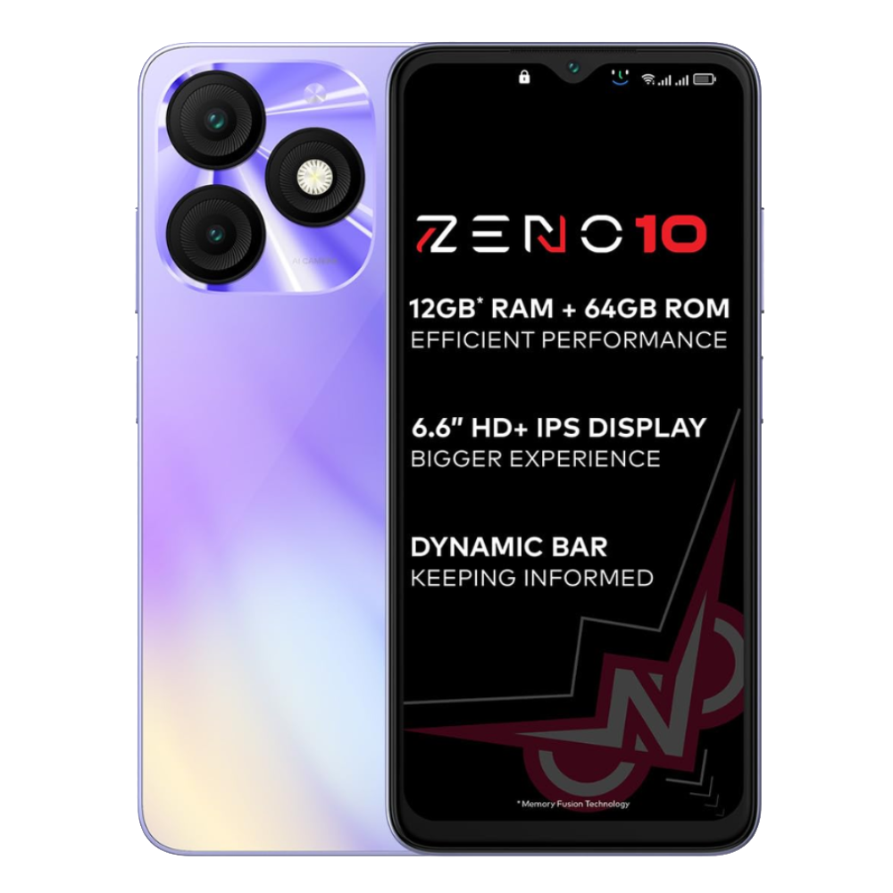 Itel Zeno 10 Opal Purple Front and Back